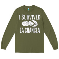 Army Green I survived la chancla Long Sleeve Tee - linhVisuals