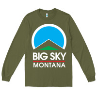 Army Green big sky montana Long Sleeve Tee - linhVisuals