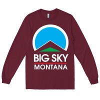Burgundy big sky montana Long Sleeve Tee - linhVisuals