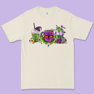 Halloween Coffee Cups Premium Tee Designed By Fadigitalartstudio