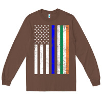 Chestnut irish american flag thin blue line police st. patrick's day long sleev Long Sleeve Tee - linhVisuals