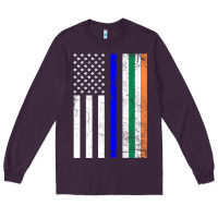 Plum irish american flag thin blue line police st. patrick's day long sleev Long Sleeve Tee - linhVisuals