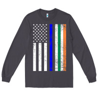 Smoke irish american flag thin blue line police st. patrick's day long sleev Long Sleeve Tee - linhVisuals
