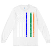 White irish american flag thin blue line police st. patrick's day long sleev Long Sleeve Tee - linhVisuals