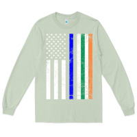 Matcha irish american flag thin blue line police st. patrick's day long sleev Long Sleeve Tee - linhVisuals