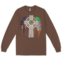 Chestnut irish american usa flag celtic cross st patrick's day premium t shirt Long Sleeve Tee - linhVisuals