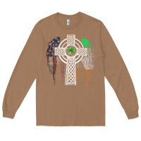 Toasted Coconut irish american usa flag celtic cross st patrick's day premium t shirt Long Sleeve Tee - linhVisuals