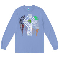 Colony Blue irish american usa flag celtic cross st patrick's day premium t shirt Long Sleeve Tee - linhVisuals