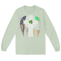 Matcha irish american usa flag celtic cross st patrick's day premium t shirt Long Sleeve Tee - linhVisuals