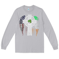 Moon Dust irish american usa flag celtic cross st patrick's day premium t shirt Long Sleeve Tee - linhVisuals