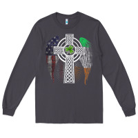 Smoke irish american usa flag celtic cross st patrick's day premium t shirt Long Sleeve Tee - linhVisuals
