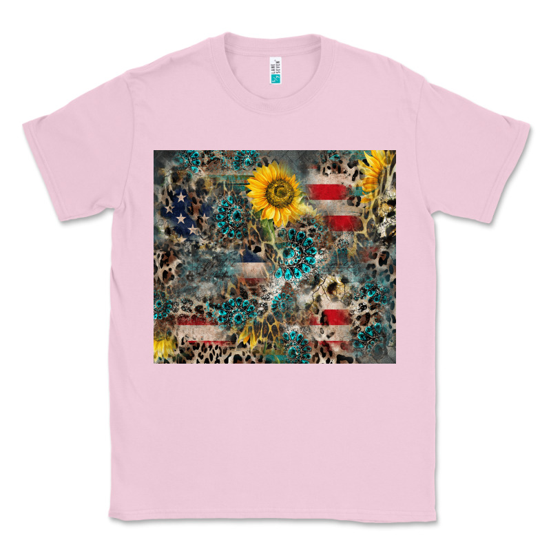 America Flag Leopard Gemstone Sunflower Classic Tee by CowCowDesign | Teevron
