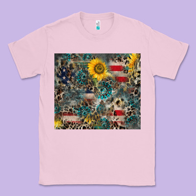 America Flag Leopard Gemstone Sunflower Classic Tee Designed By Cowcowdesign