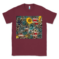 Burgundy America Flag Leopard Gemstone Sunflower Classic Tee - CowCowDesign