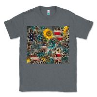 Charcoal Heather America Flag Leopard Gemstone Sunflower Classic Tee - CowCowDesign