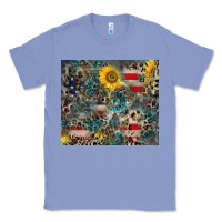 Colony Blue America Flag Leopard Gemstone Sunflower Classic Tee - CowCowDesign