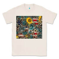 Natural America Flag Leopard Gemstone Sunflower Classic Tee - CowCowDesign