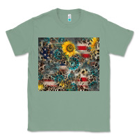 Sage America Flag Leopard Gemstone Sunflower Classic Tee - CowCowDesign