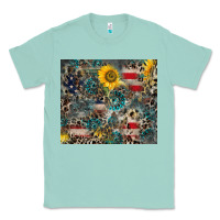 Seafoam America Flag Leopard Gemstone Sunflower Classic Tee - CowCowDesign