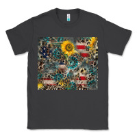 Smoke America Flag Leopard Gemstone Sunflower Classic Tee - CowCowDesign