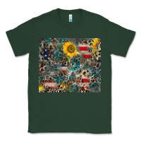 Sports Green America Flag Leopard Gemstone Sunflower Classic Tee - CowCowDesign