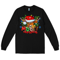 Black Mooey Christmas Long Sleeve Tee - CowhideDigitalArt