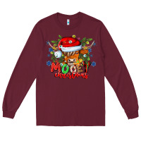 Burgundy Mooey Christmas Long Sleeve Tee - CowhideDigitalArt