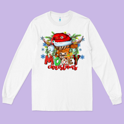 Mooey Christmas Long Sleeve Tee Designed By Cowhidedigitalart