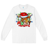 White Mooey Christmas Long Sleeve Tee - CowhideDigitalArt