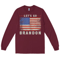 Burgundy let’s go brandon funny vintage american flag tank top Long Sleeve Tee - linhVisuals