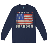 Navy let’s go brandon funny vintage american flag tank top Long Sleeve Tee - linhVisuals