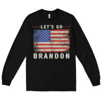Black let’s go brandon funny vintage american flag tank top Long Sleeve Tee - linhVisuals