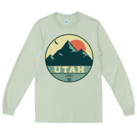 Matcha utah retro mountain badge Long Sleeve Tee - linhVisuals
