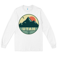 White utah retro mountain badge Long Sleeve Tee - linhVisuals