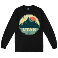 Black utah retro mountain badge Long Sleeve Tee - linhVisuals