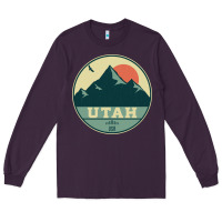 Plum utah retro mountain badge Long Sleeve Tee - linhVisuals