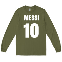 Army Green messi 10 Long Sleeve Tee - linhVisuals