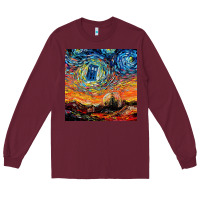 Burgundy van gogh never saw gallifrey Long Sleeve Tee - linhVisuals