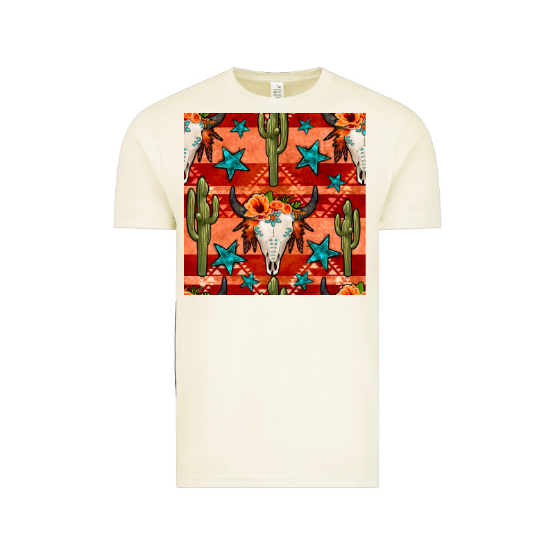 Bull Skull Cactus Seamless Pattern Vintage Tee by BundleAndBundleShop | Teevron