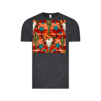 Vintage Black bull skull cactus seamless pattern Vintage Tee - BundleAndBundleShop