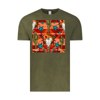 Vintage Olive bull skull cactus seamless pattern Vintage Tee - BundleAndBundleShop