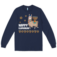 Navy happy llamakah llama withorah jewish Long Sleeve Tee - linhVisuals