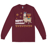 Burgundy happy llamakah llama withorah jewish Long Sleeve Tee - linhVisuals