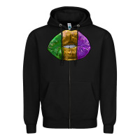 Black mardi gras kiss Zipper Hoodie - RanaPortraitStore