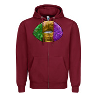 Burgundy mardi gras kiss Zipper Hoodie - RanaPortraitStore