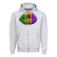 Heather Grey mardi gras kiss Zipper Hoodie - RanaPortraitStore