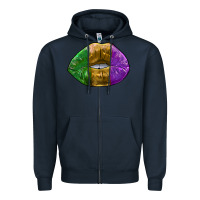 Navy mardi gras kiss Zipper Hoodie - RanaPortraitStore