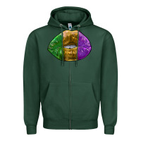 Sports Green mardi gras kiss Zipper Hoodie - RanaPortraitStore