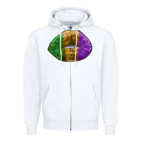 White mardi gras kiss Zipper Hoodie - RanaPortraitStore