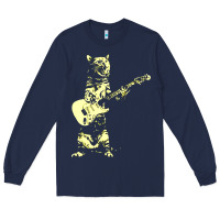 Navy cat playing guitar Long Sleeve Tee - linhVisuals
